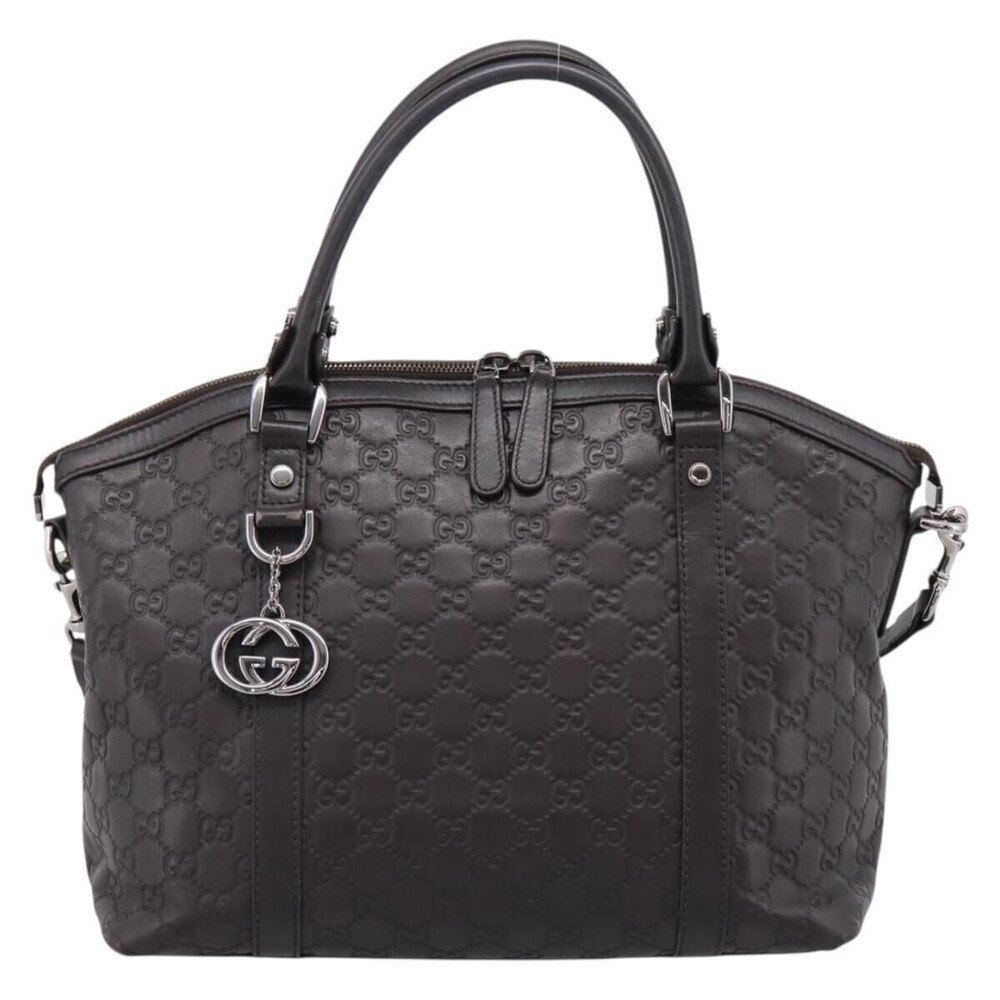 Gucci GG Charm Convertible Dome Satchel Guccissima Leather Medium